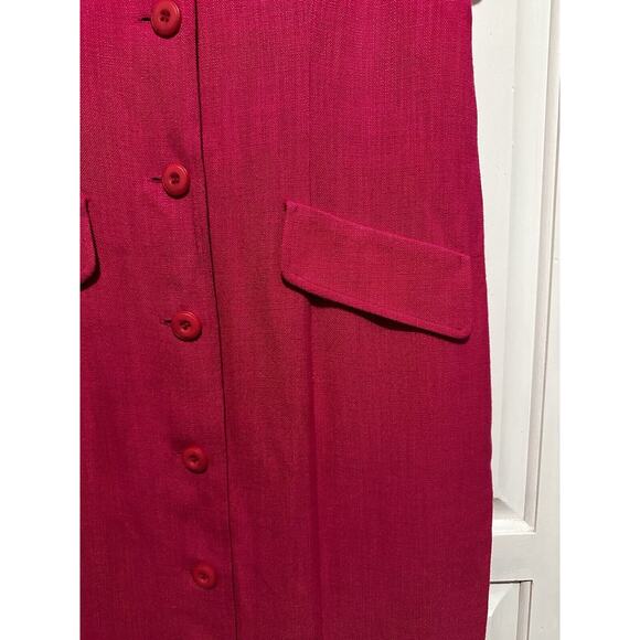 Adrianna Papell Dress Size 10 Maxi Button Down Hot Pink A-line Church Wedding - Picture 3 of 12